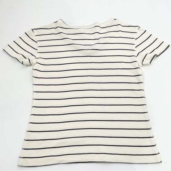 Three Dots Striped V-neck Top - cotton/modal bend - size medium - Picture 3 of 8